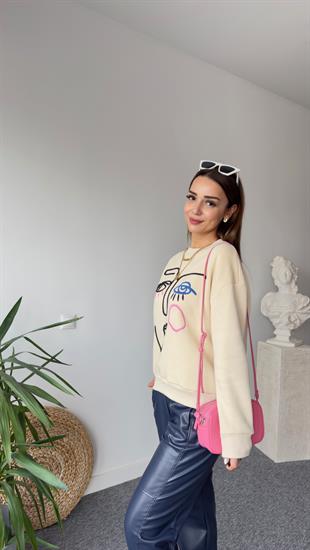 Yüz Figürlü Zra Model Bej Sweat