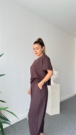 Premium Modal Kahve Şalvar Pantolon Takım