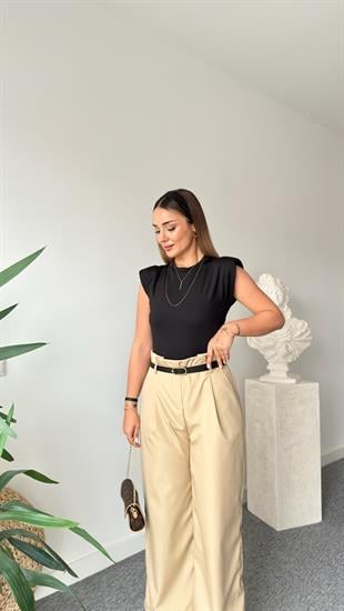 Solena Beli Kemerli Kontrast Tulum