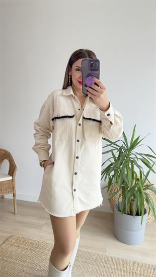 Püskül Ve Ponpon Detay Gabardin Ceket
