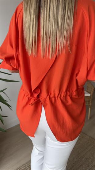 Sırtı Çapraz Detay Turuncu Bluz