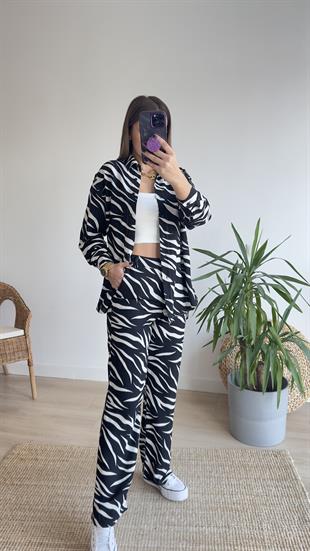 Zebra Desen Ceket Pantolon Takım