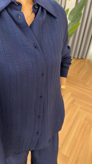 Lacivert Corrina Dokulu Gömlek