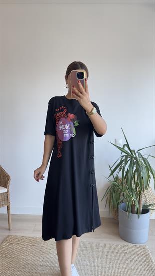 Risel Marka Model Baskılı Elbise 