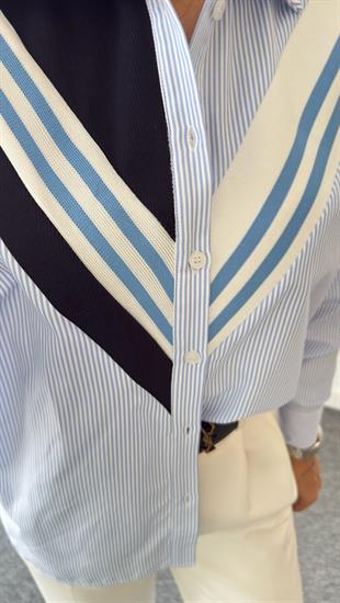 Jakob Ribana Detaylı Çizgili Gömlek