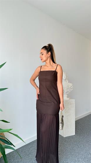 Massi Model Kontrast Uzun Elbise 