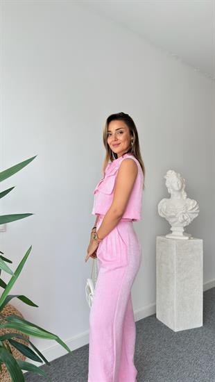 Pembe Gjen Fermuarlı İkili Takım