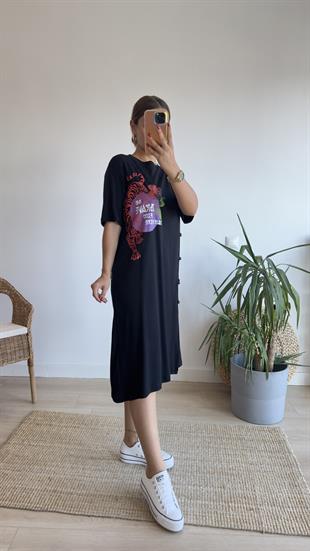 Risel Marka Model Baskılı Elbise 