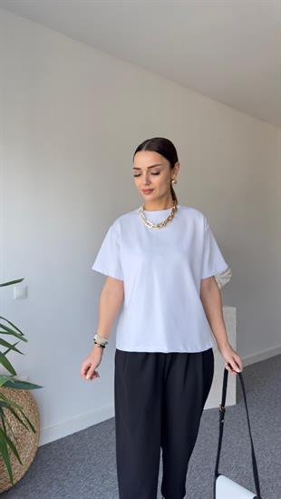 Arkası Poplin Bağlamalı Zra Model Tshirt