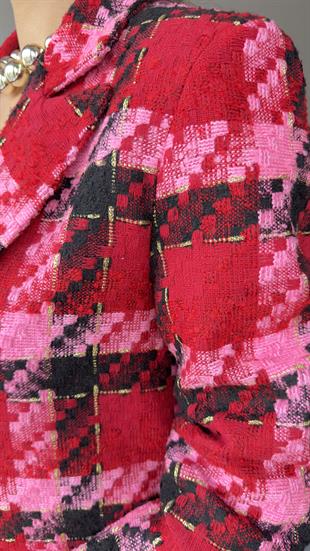 Kırmızı Pembe Renk Geçişli Blazer Ceket
