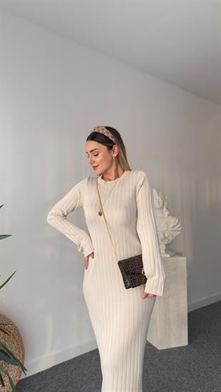 Rudi Zra Model Bej Çelik Triko Elbise 