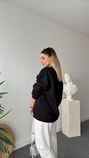 Minnesota Yazılı Siyah Sweatshirt