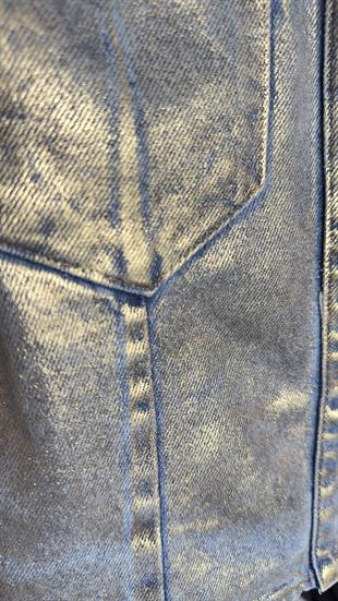 Zra Model Gold Metalik Detay Jean Ceket