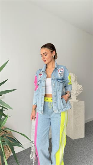 Breet Pembe Renk Geçişli Tasarım Jean Takım 