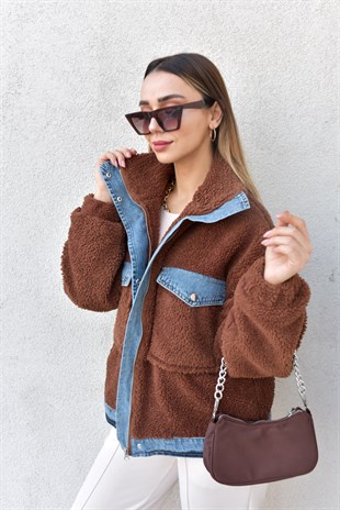 Kot Detaylı Kahve Teddy Mont