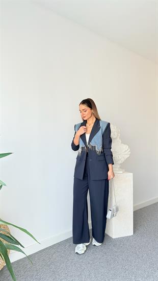 Nema Taş Detaylı Blazer Pantolon Takım