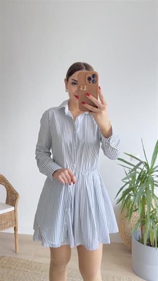 Beyaz Zra Model Çizgili Poplin Elbise