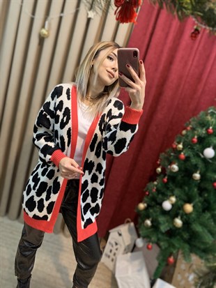 Leopar Desenli Hırka