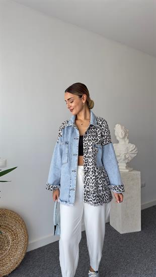Elmer Leopar Garnili Denim Ceket