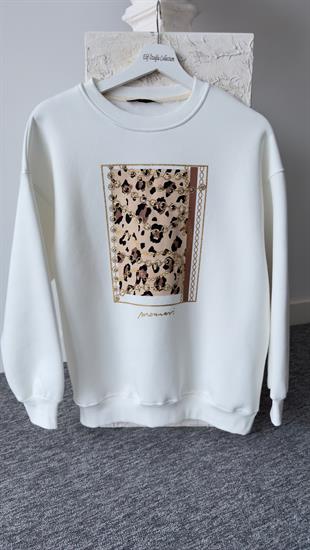 Ledon Leopar Baskı Beyaz Sweat