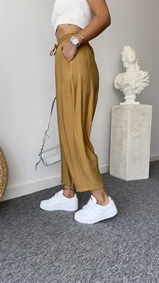 Beli Lastikli Camel Şalvar Pantolon