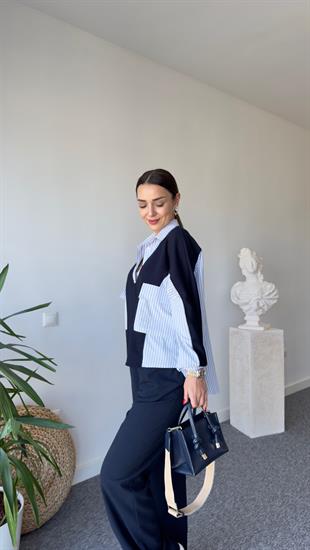 Glou Poplin Detay Sırt Düğmeli Modal Sweat