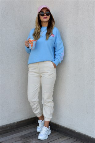 Pembe Panter Baskılı Sweatshirt