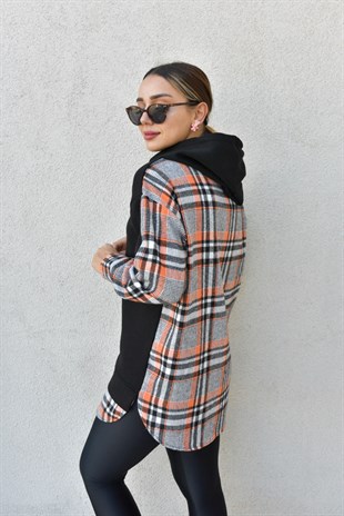 Ekose Detaylı Siyah Sweatshirt