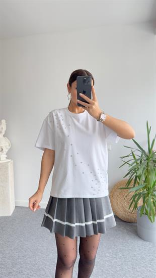 Brshk Taş Detaylı Beyaz Tshirt