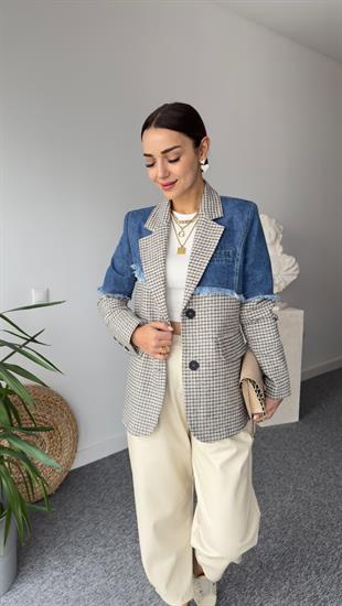 Asia Kot Detaylı Kaşe Blazer Ceket