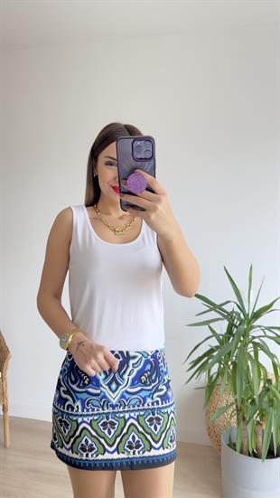 Havuz Yaka Beyaz Viskon Atlet