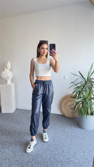 Bel Lastikli Tw Model Laci Deri Pantolon
