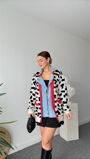 Raysa Kot Detaylı Leopar Hırka