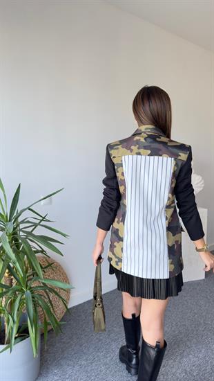 Kamuflaj Detay Tasarım Blazer Ceket