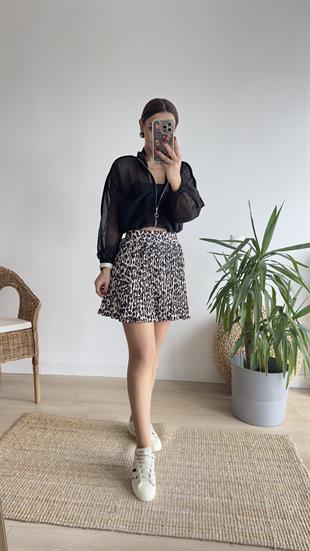 Leopar Desen Şortlu Etek
