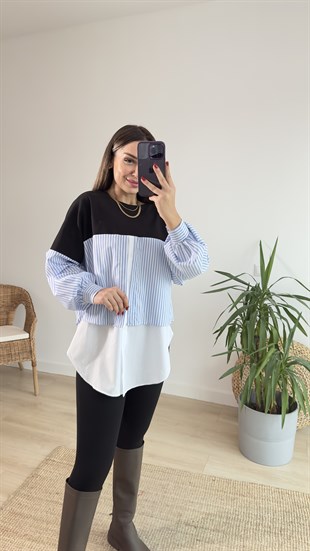 Parça Gömlek Detaylı Tasarım Sweat