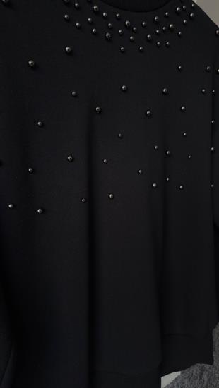 Mood İncili Siyah Sweatshirt