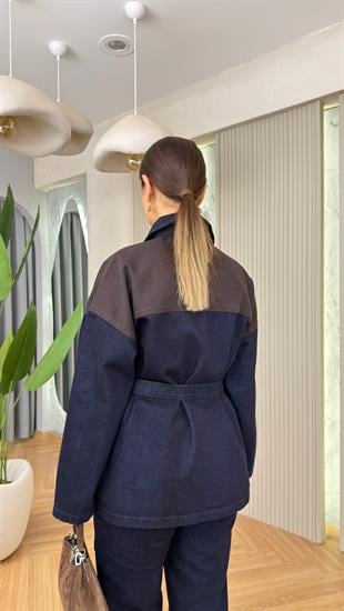 Torea Kahve Renk Geçişli Kuşaklı Jean Takım