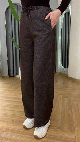 Kahve Comfort  Bel Lastikli Pantolon