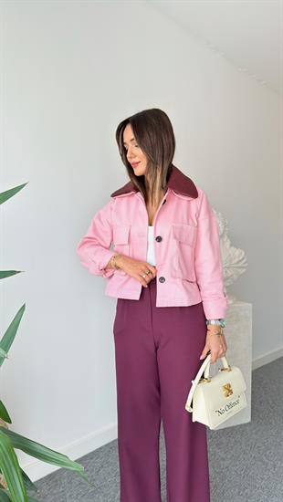 Çıkartılabilir Deri Yakalı Marka Model Ceket 