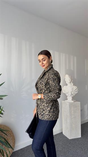 Lotia Leopar Desenli Blazer Ceket
