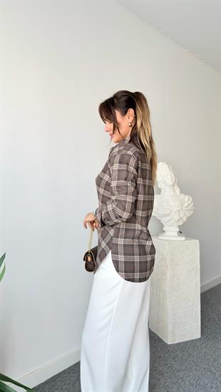 Kahve Neu Tasarım Ekose Gömlek