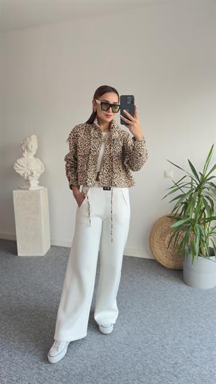 Heris Leopar Desen Gabardin Ceket