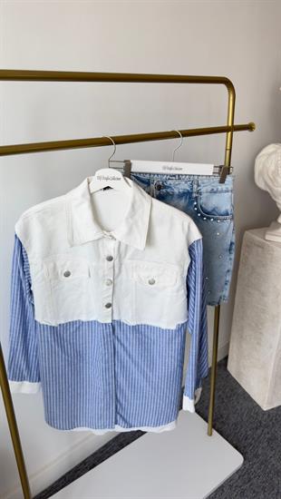 Diyo Garnili Çizgili Gömlek Ceket