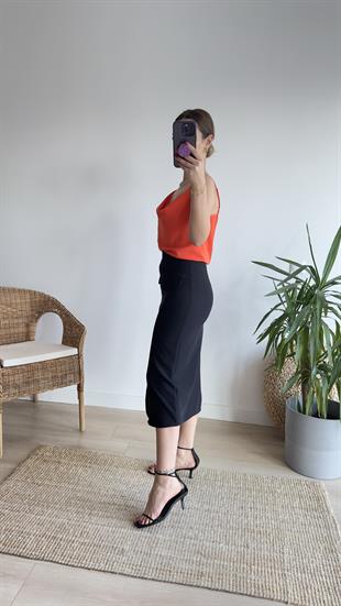 Milva Zra Model Fermuar Detay Siyah Etek