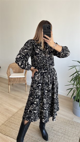 Orijinal Marka Çiçek Desen Maxi Elbise 