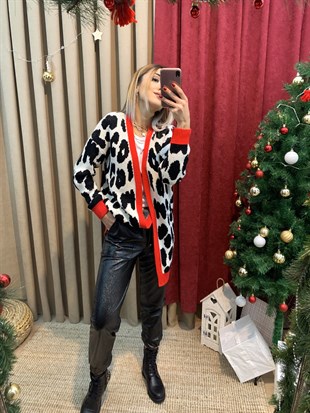 Leopar Desenli Hırka
