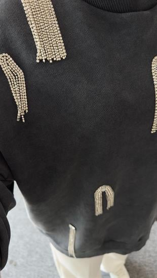 Ginow Sarkıt Taş Detaylı Sweatshirt