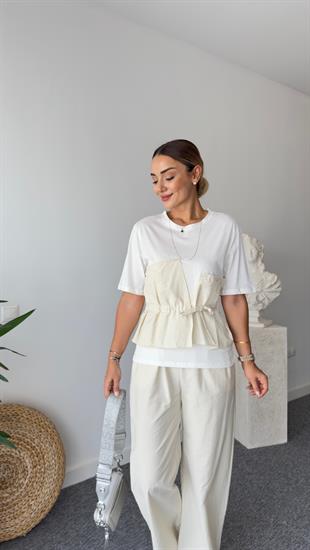 Yoko Garnili Bej İkili Takım