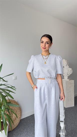 Mande Balon Kol Gri Tshirt